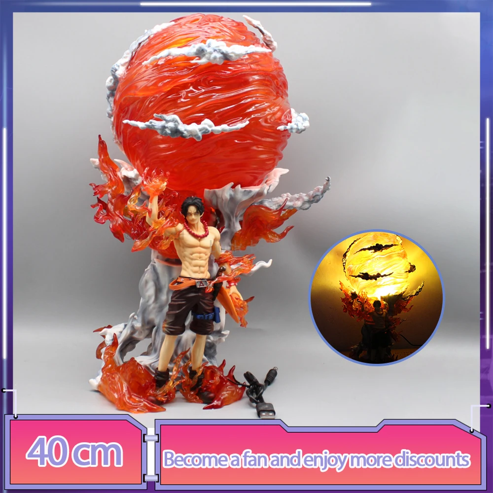 

One Piece Figure Ace Anime Figures Gk Portgas D Ace With Light Action Figurine Statue Model Doll Toys Kids Birthday Gifts