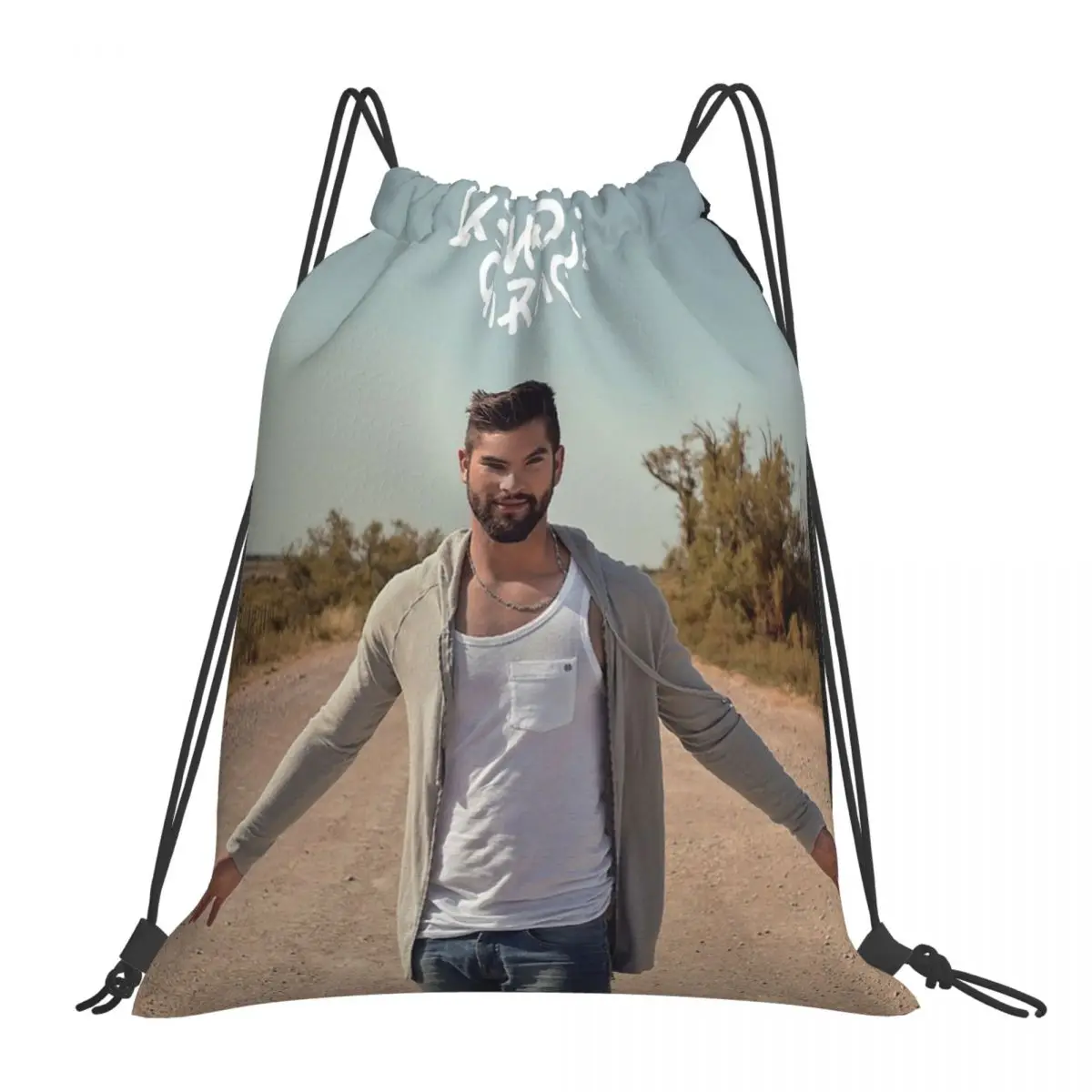 Kendji Girac Backpacks Casual Portable Drawstring Bags Storage Bag Book Bags For Travel Students