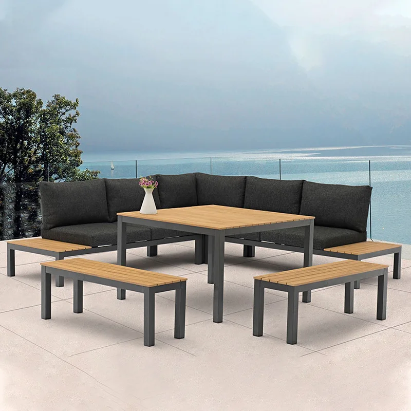 

Modern Style Other Outdoor Garden Furniture Sets Waterproof Aluminum Dining Patio Garden Wooden Outdoor Furniture Set