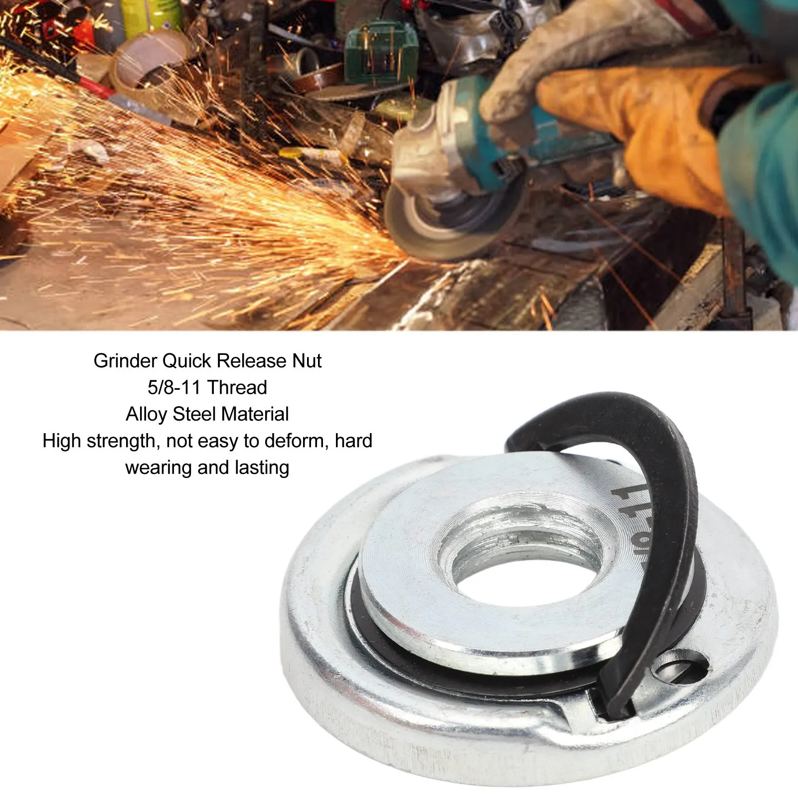 

Quick Release Flange Nut Thread Angle Grinder Release Locking Nut Pressing for Grinding Polishing Machine 5/8‑11 Quick Release