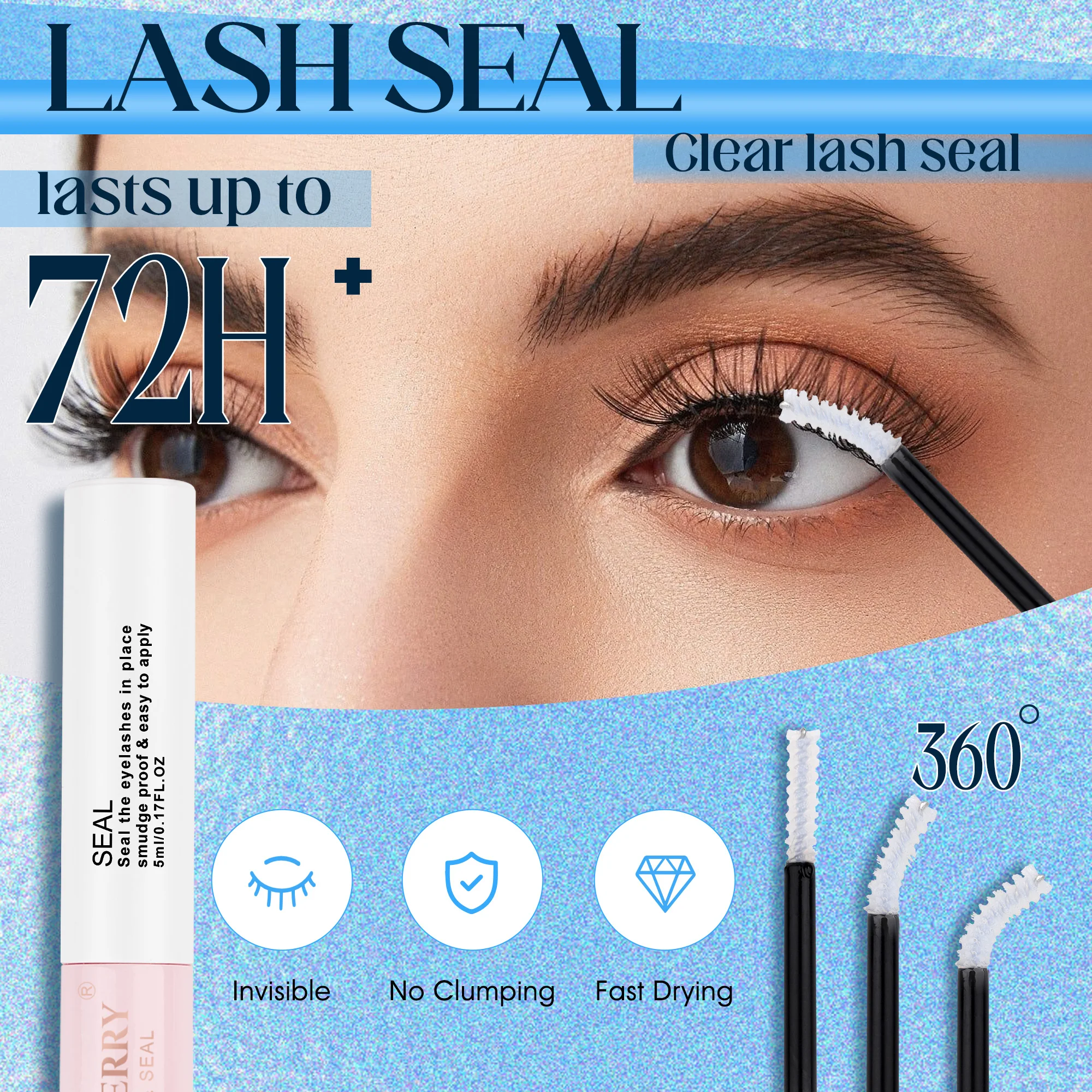 GEMERRY 5ml Lash Bond and Seal Cluster Lash Glue for DIY Eyelash Extension Long Retention Waterproof Lash Glue for Lash Clusters