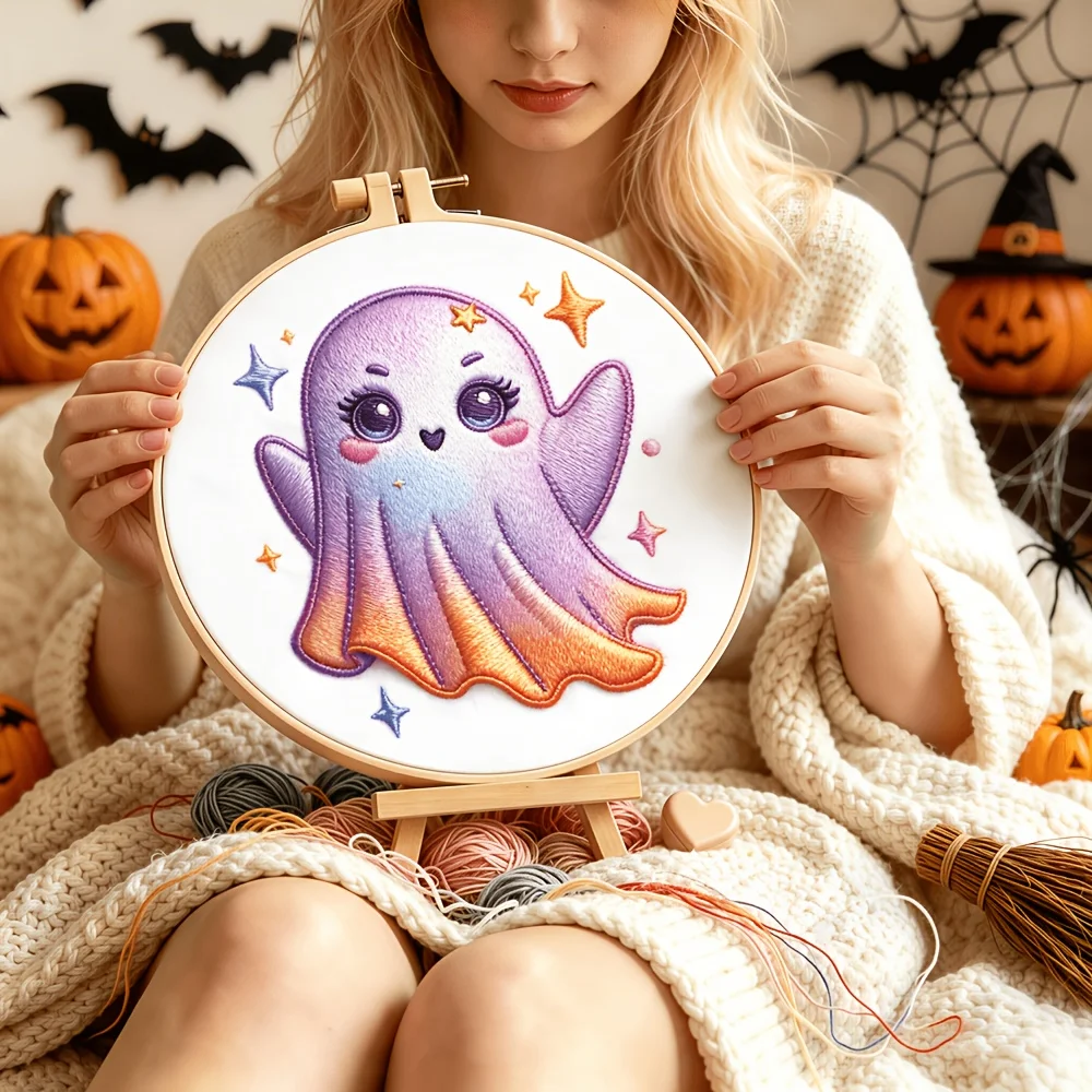 Beginner Friendly DIY Embroidery Kit Preprinted Fabric Embroidery Hoop Thread Needles Handcraft Project Festival Gift