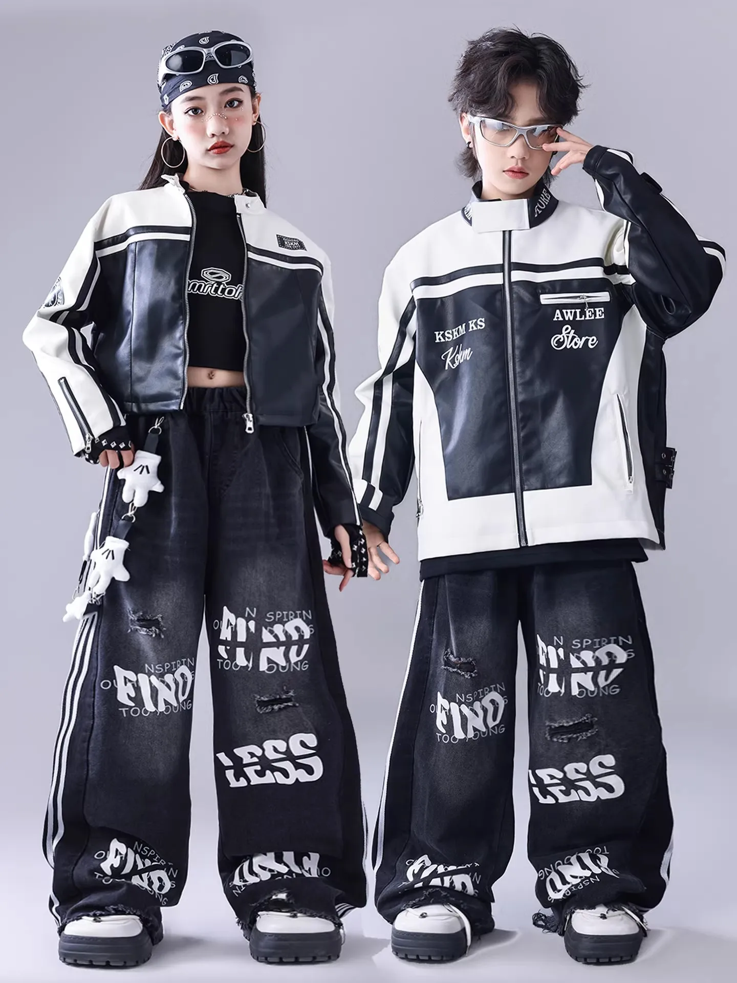 

Детский костюм для уличных танцев в стиле хип-хоп: куртка и брюки для мальчиков, модный комплект, детская одежда