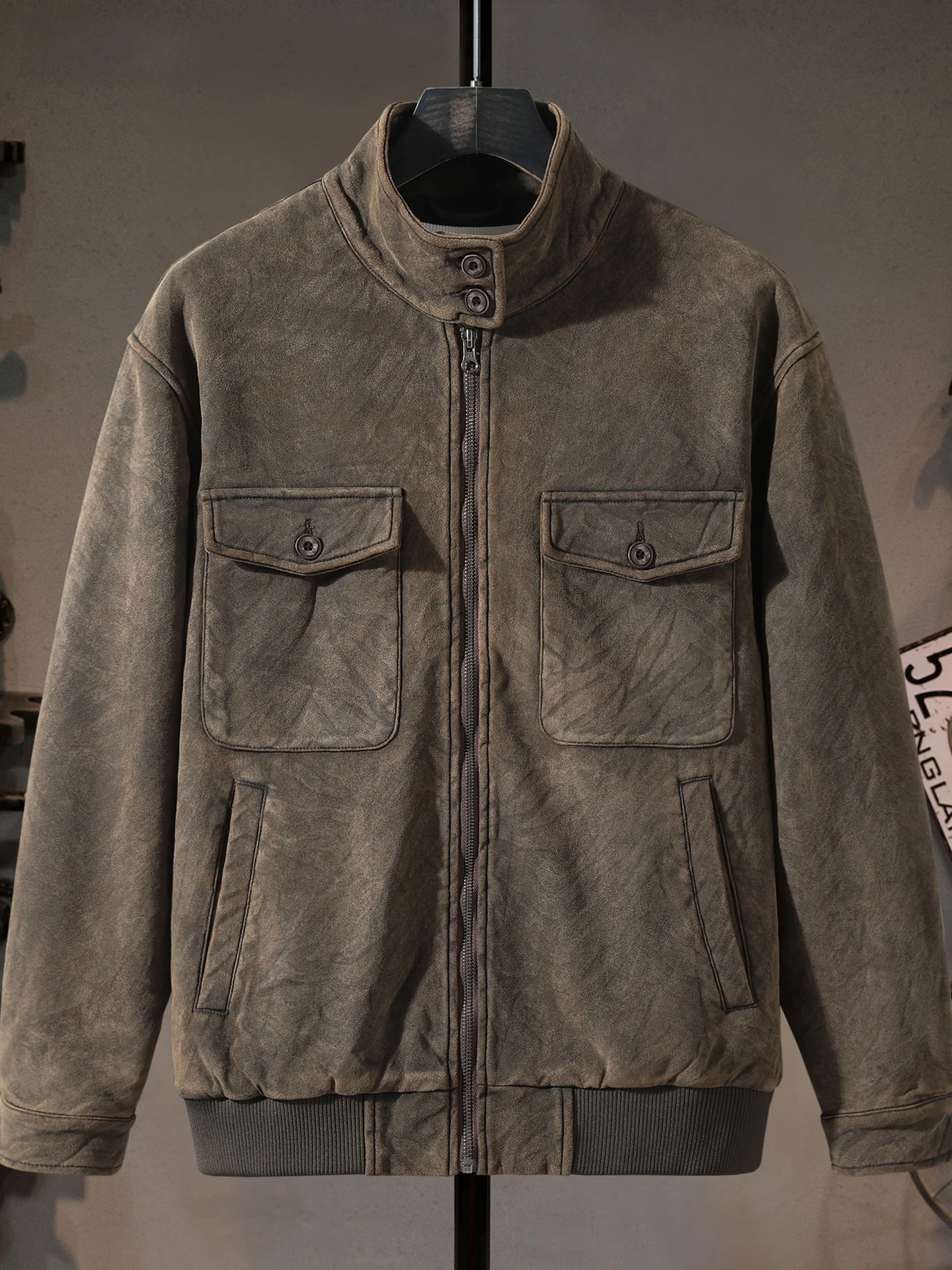 

Мужская кожаная куртка в стиле ретро-американского мотоциклетного байкерского стиля, свободного кроя, новинка 2025 года, с эффектом высококачественной кожи, рабочая куртка с молнией и карманами