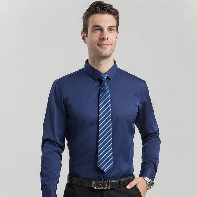 

Men's long-sleeved shirt for business casual wear in spring and summer, pure color, high quality, simple and fashionable design.