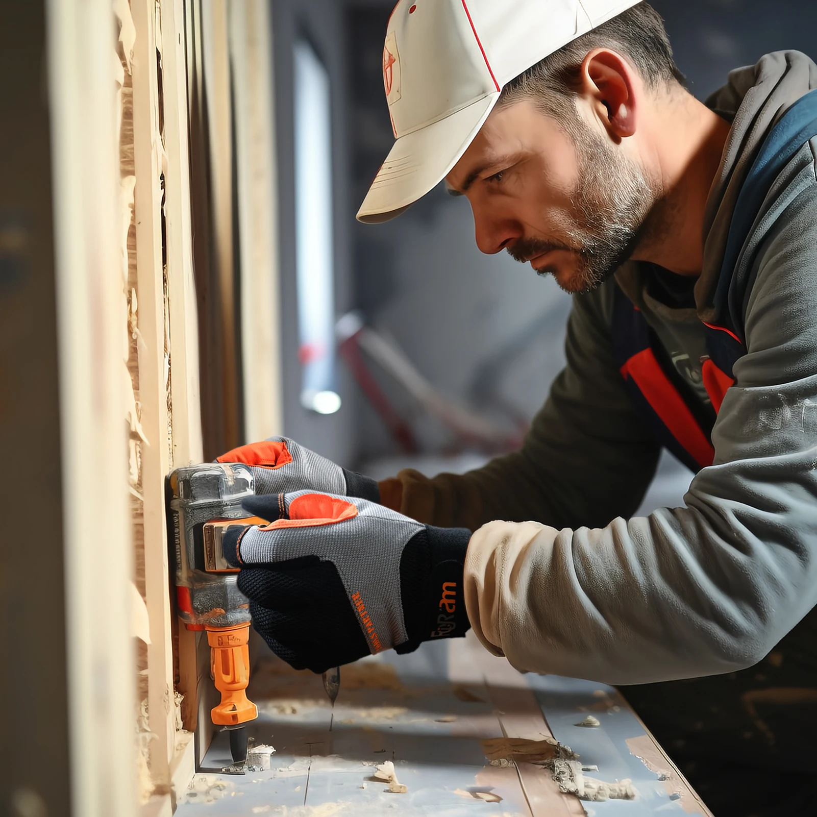 1Pair work gloves Touchscreen Utility  for Men women Ultra-Soft Lightweight  comfortable Multipurpose- Orange Polyester