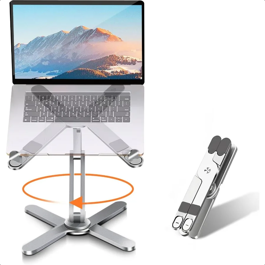 

Laptop Stand with 360 Rotating Base Computer Notebook Laptop Riser Metal Holder for Desk Collaborative Work Fully Foldable for