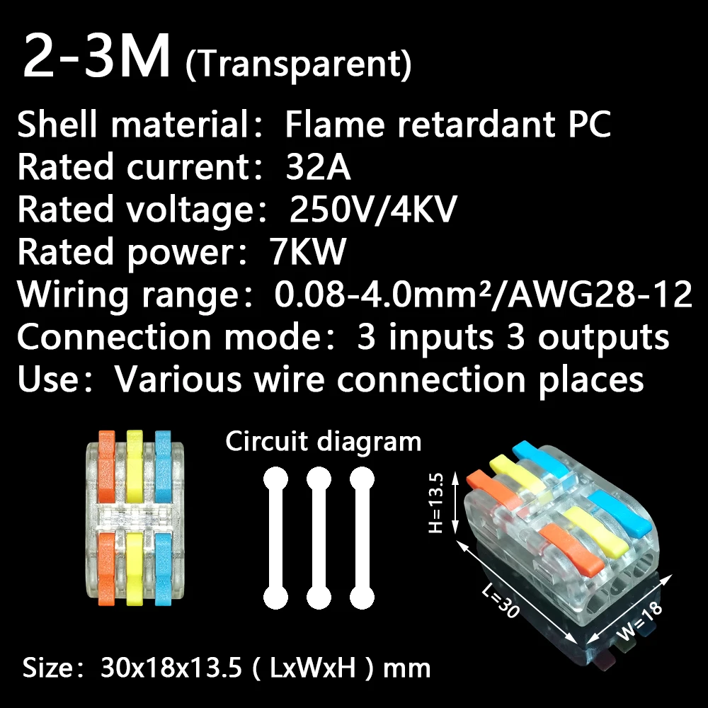 Mini Fast Wire Cable Connectors, Condutor Compacto, Spring Splicing, Fiação Connector, Push-in Terminal Block, 2-2m