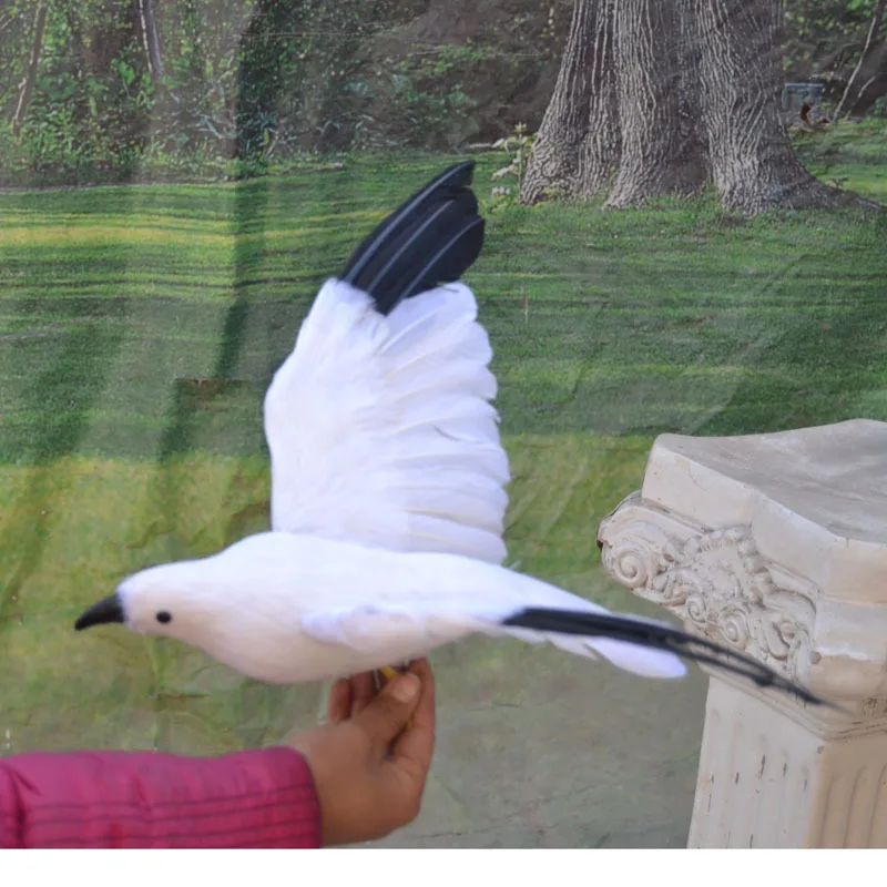 new real life Seagull model foam&feather black wings seagull bird about 32x50cm d0139