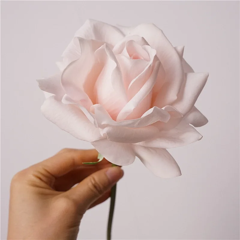 Premium Textured Rose Petals Short Stem Artificial Roses Wedding Decor Real Touch Faux Flower Bulk Discounts on Bridal Party - view 4