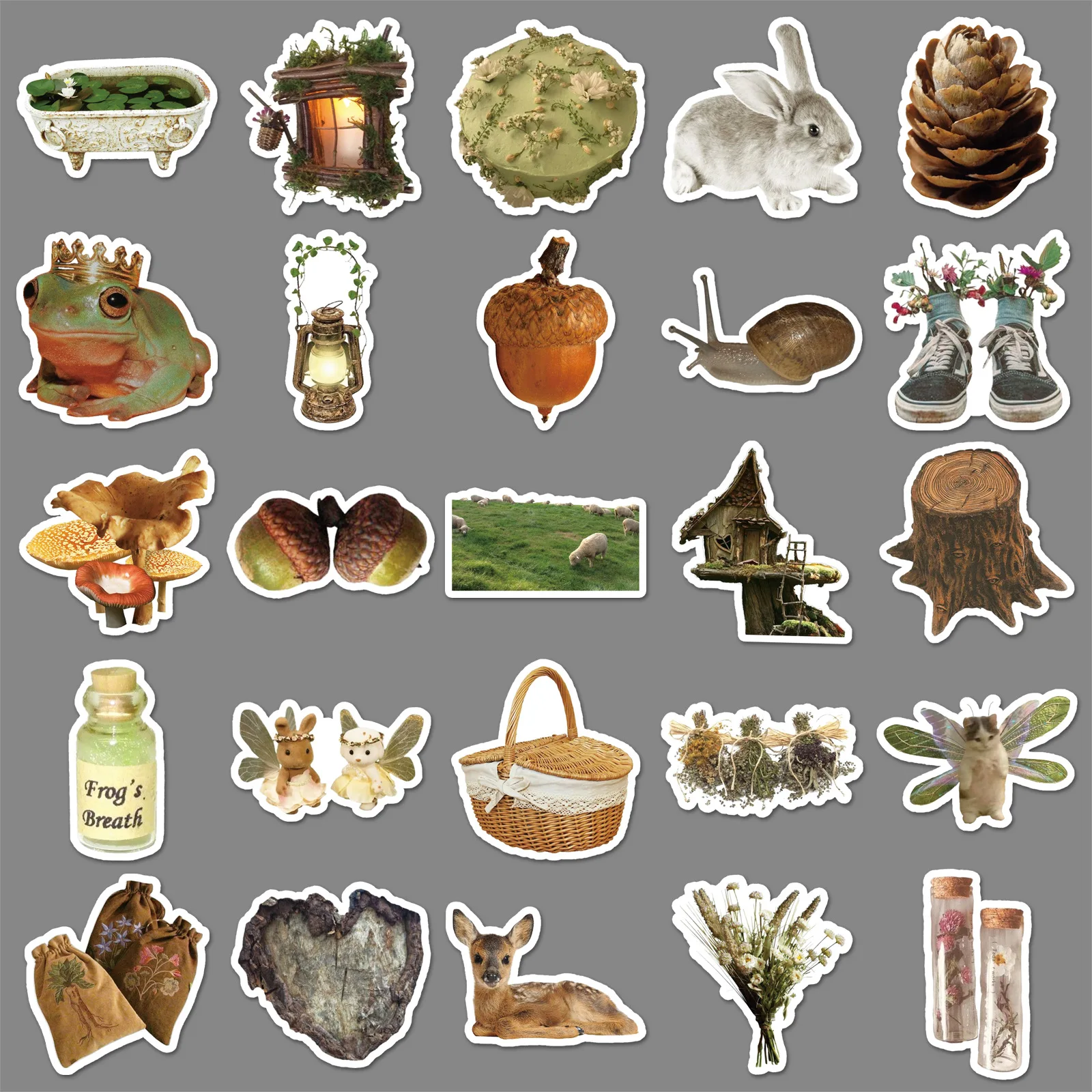 ملصقات غابة مكونة من 50 قطعة - شارات Woodland Doodle للمجلة والأجهزة