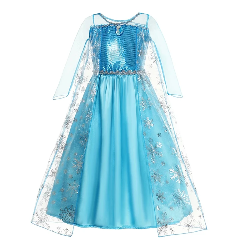 Disfraz de Frozen de Disney para niñas, vestido de princesa para Halloween, vestido de baile de malla, ropa de carnaval, Cosplay para niños, Reina de la nieve, Elsa, Anna