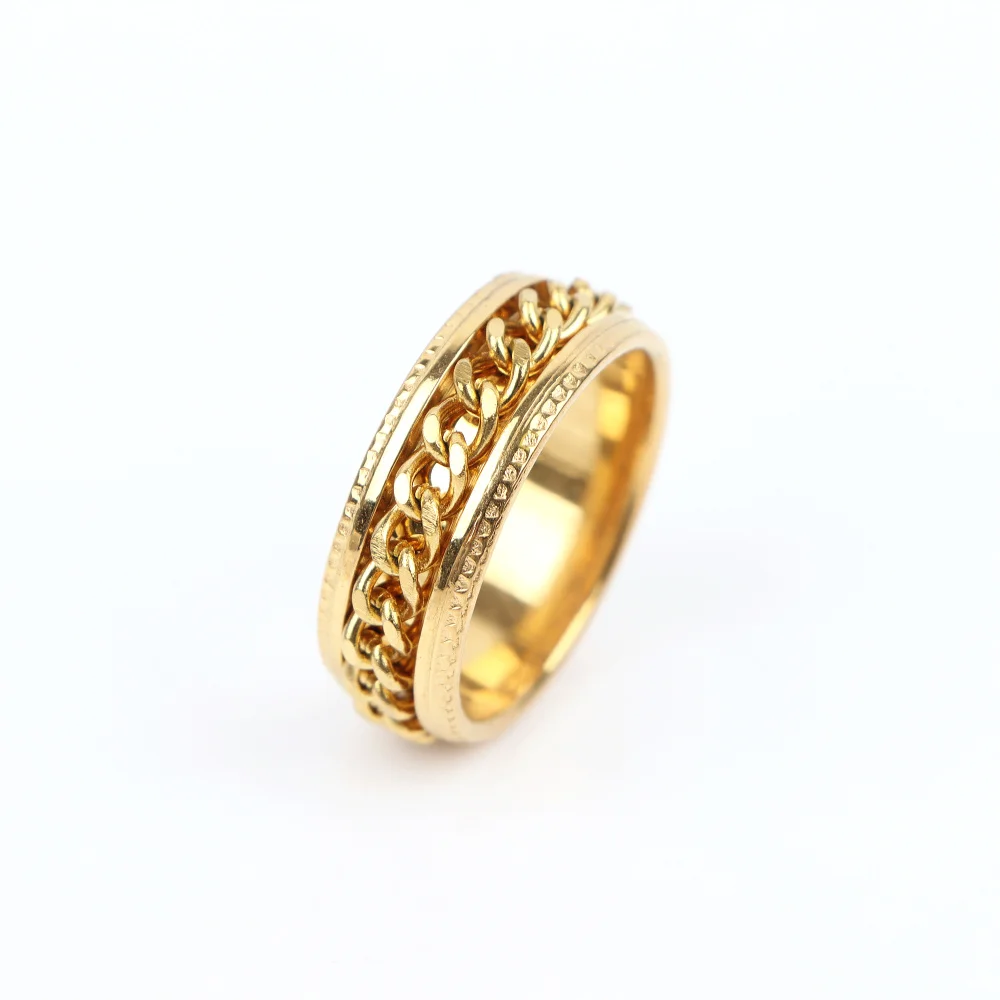 New Cool Rotatable Stainless Steel Ring Men Women High Quality Spinner Chain Classical Punk Rock Rome Digital Jewelry Party Gift