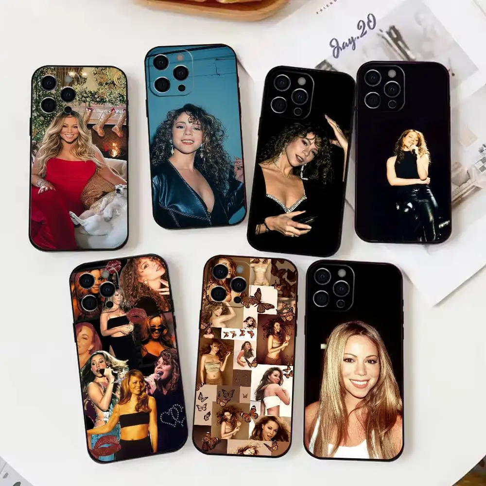 

M-Mariah Singer C-Carey Christmas Phone Case For iPhone 16,15,14,13,12,17,Pro Max,Plus Silicone Black Case
