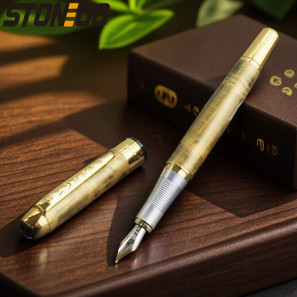 

Полностью стальной тонкий наконечник, золотой наконечник стрелы, кольцо, отделка, роскошные ручки в стиле ретро, конвертер для заправки чернил, гладкая ручка для письма