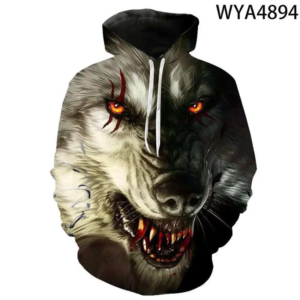 

2024 Ferocious Wolf Sweatshirts Men Women Hoodies Big Mouth Animal Series 3D Printed Fashion Pullover Boy Girl Streetwear Coat