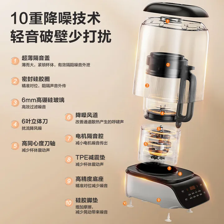 SUPOR 1.2L Multi-functional Home Blender with Heating, Filter-Free, Timer, Ice-Breaking, and Steam Cleaning Functionality