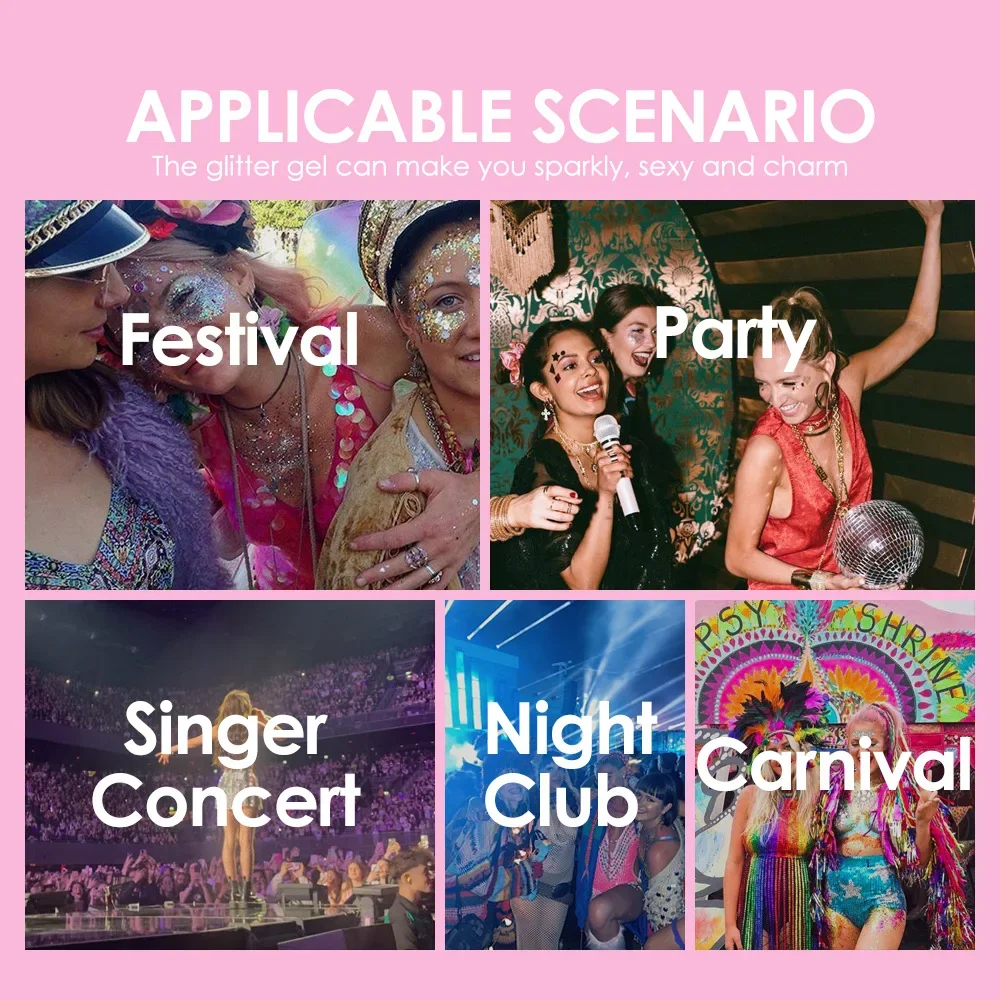 อายแชโดว์เจลกลิตเตอร์ 8 สี ยี่ห้อจูลี่สตาร์ แบบโรลเลอร์บอล เนื้อเจลวิ้งค์ระยิบระยับ ระดับเวที กันน้ำ แต่งหน้ากลิตเตอร์สำหรับคริสต์มาส แต่งหน้าเวที โทนสีนีออน