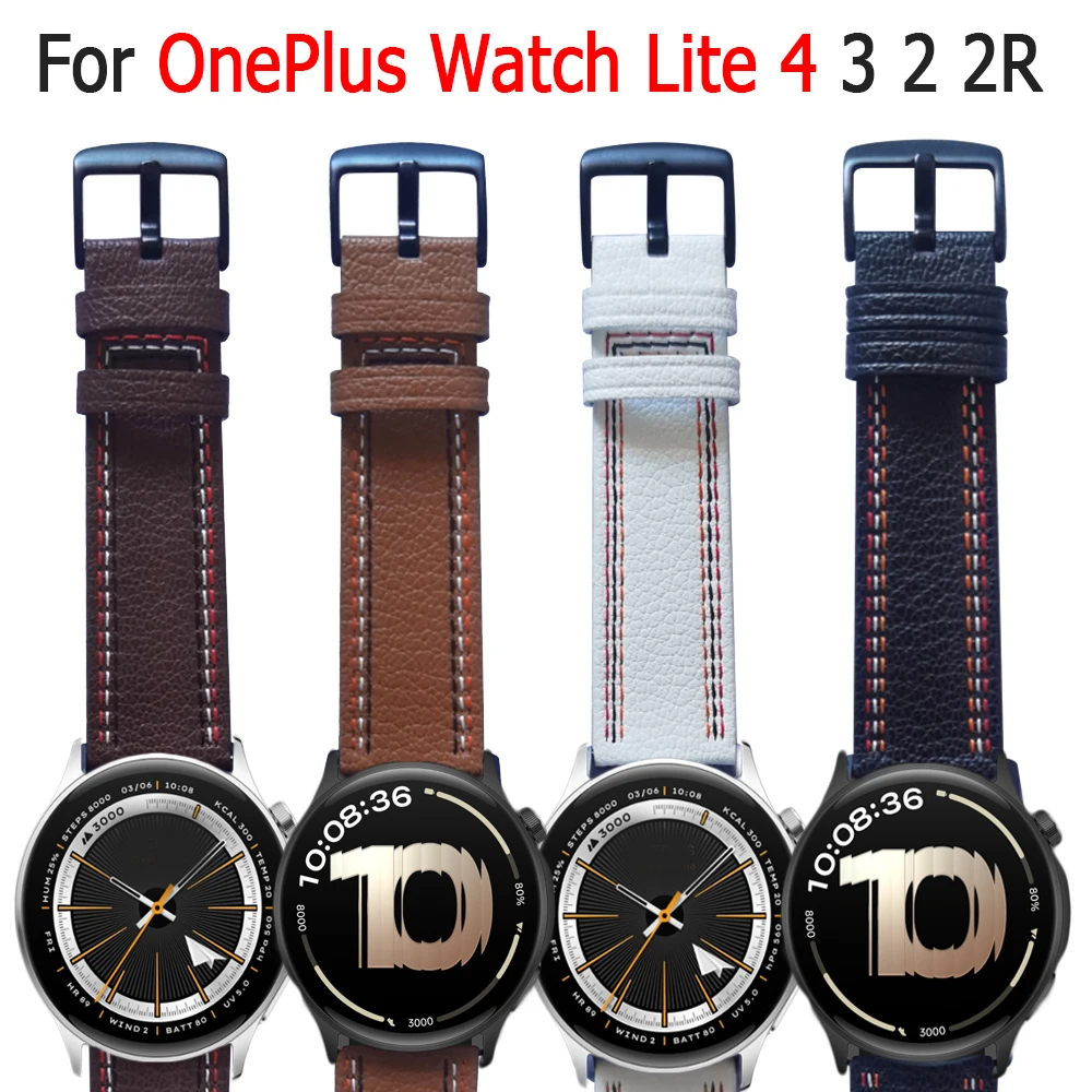 For OnePlus Watch Lite Strap 22mm Sports Leather Watchband Wristband For OnePlus Watch 4 3 2 2R Replacement Band Accessories