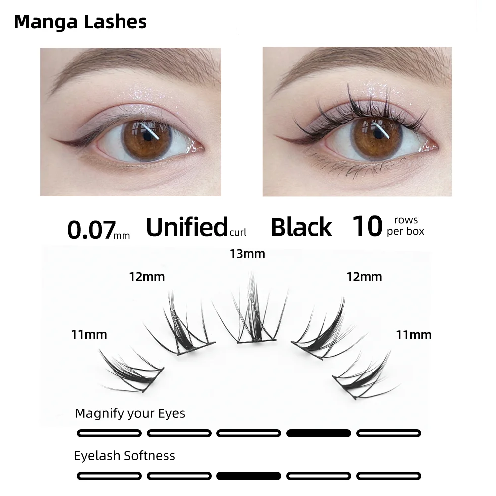 LashantiDIY Aéré Nuageux Petit SAFManga Faux Extensions De Cils 3D Naturel Dense Volume Mix11-13mm Outil De Maquillage Livraison Gratuite