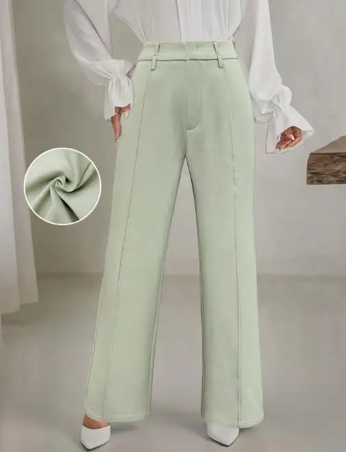 

2025 Autumn New Fashionable High Waisted Mint Green Straight Leg Suit Pants for Women with Elegant Commuting Style Suit Pants