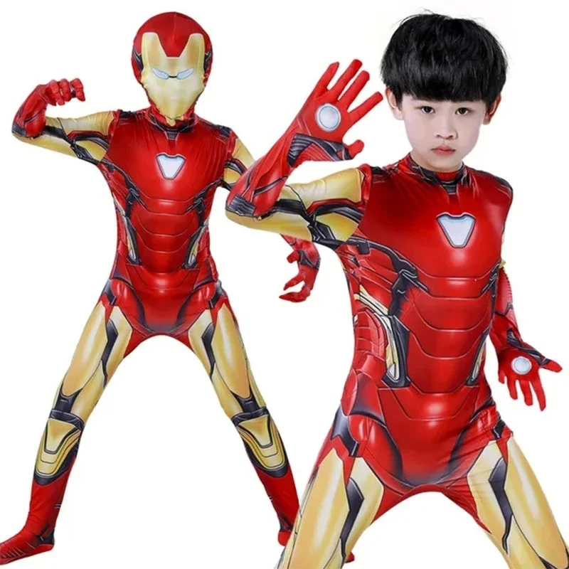 Kids Adult Iron Man Cosplay Costume Bodysuit Jumpsuit The Avengers Superhero Spiderman Halloween Carnival Party Cosplay Costume