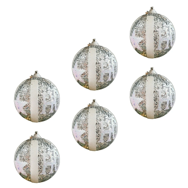 6Pcs Shatterproof Christmas Tree Hanging Pendants Shimmering Baubles for Holiday Decoration Indoor and Outdoor Ornament