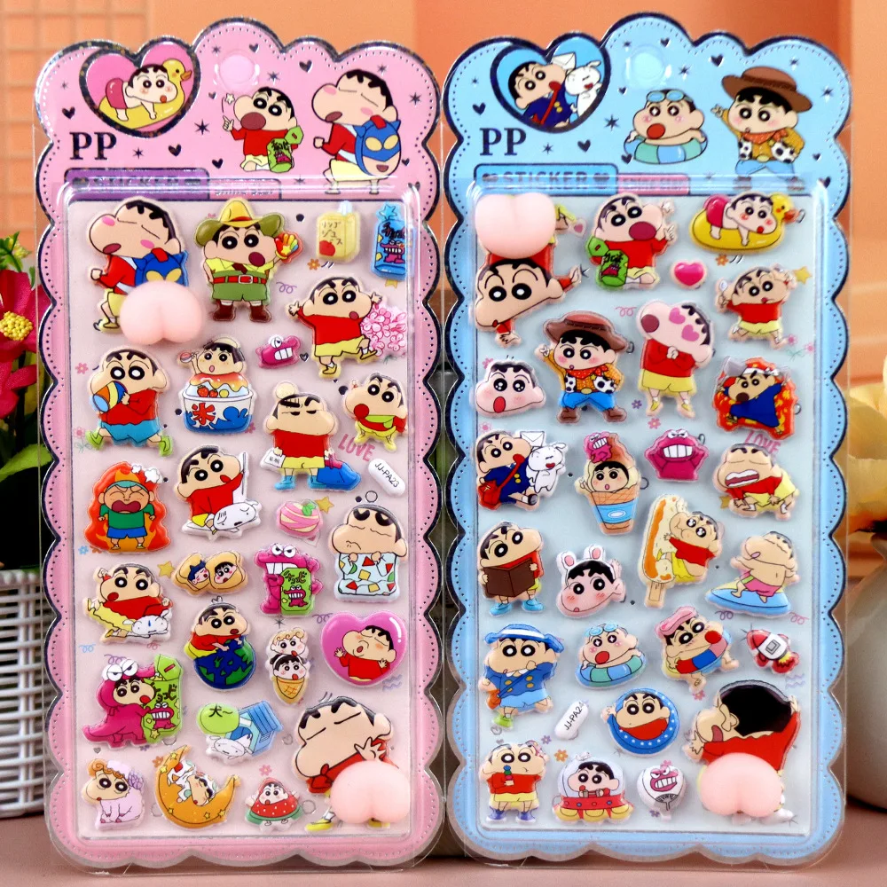 かわいいクレヨンしんちゃん 光るソフトピンチ3Dぷっくりお尻ステッカー ストレス解消 キュートDIYスマホケースボトルデコステッカー