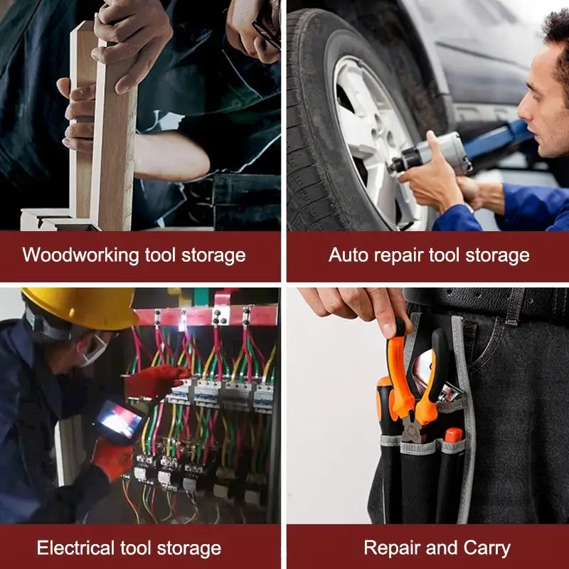 حقيبة أدوات متعددة الوظائف، حقيبة خصر متينة وخفيفة الوزن مع جيوب متعددة، حقيبة خصر للكهربائيين، منظمات قماش أكسفورد #5