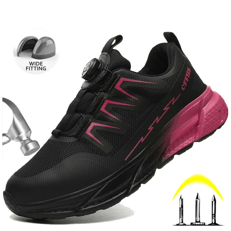 New Work Boots Construction Safety Shoes Women Work Sneakers Anti-smash Anti-Puncture Non Slip Protective Shoes Steel Toe Shoes