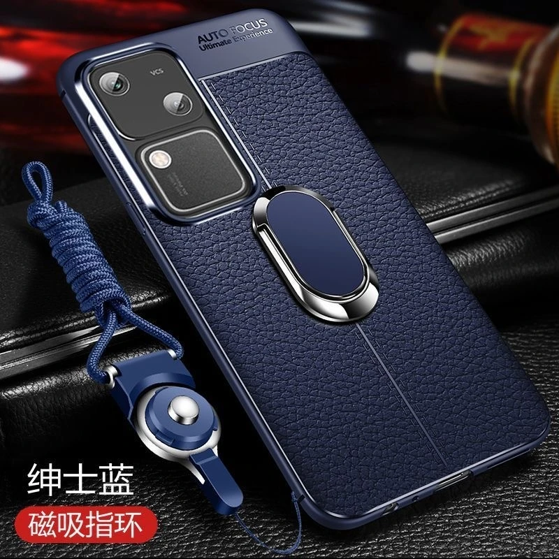 Magnetic Case For Vivo V30 Pro 5G Case Holder Ring Phone Cover For Vivo V 30 V30Pro PU Soft Silicone Shell Shockproof Bumper