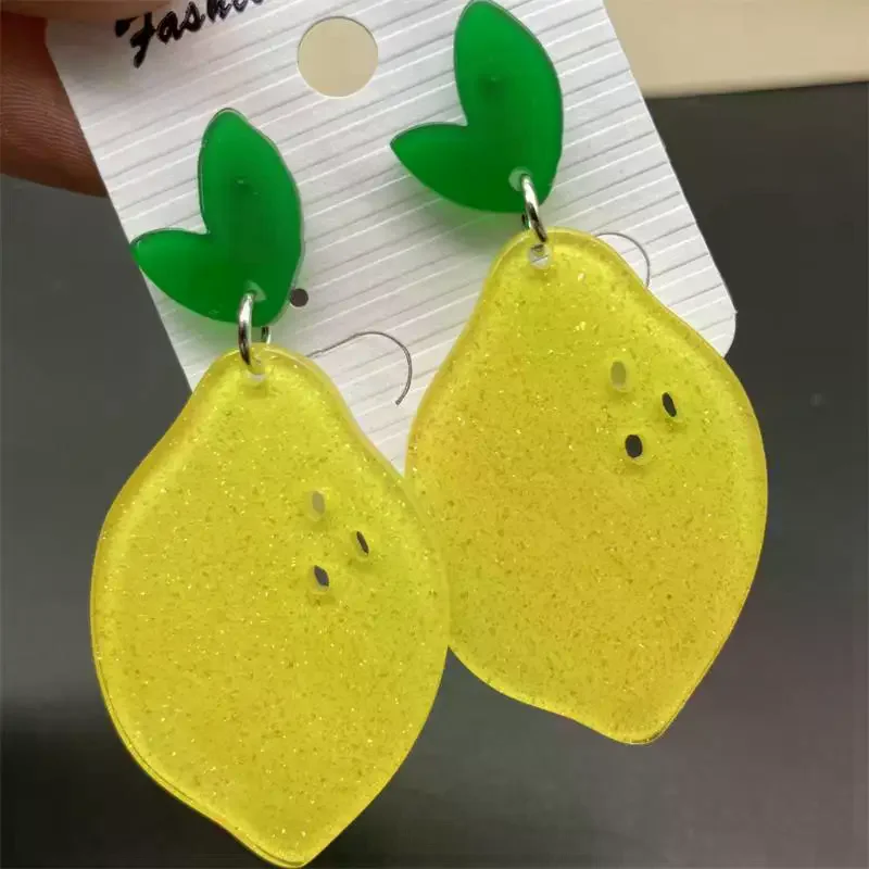 New Lovely Fruit Earrings Mango Strawberry Watermelon Fruit Earrings Sparkling Acrylic Earrings Jewelry Accessory Gifts
