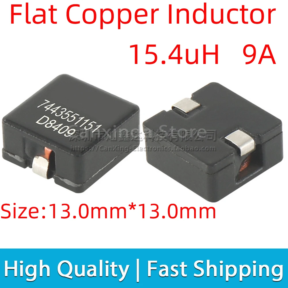 

2pcs 7443551151 SMD SMT Power Inductor Inductance 15.4uH 9A High Current Flat Copper Coils Filter Low Profile 13x13x6mm