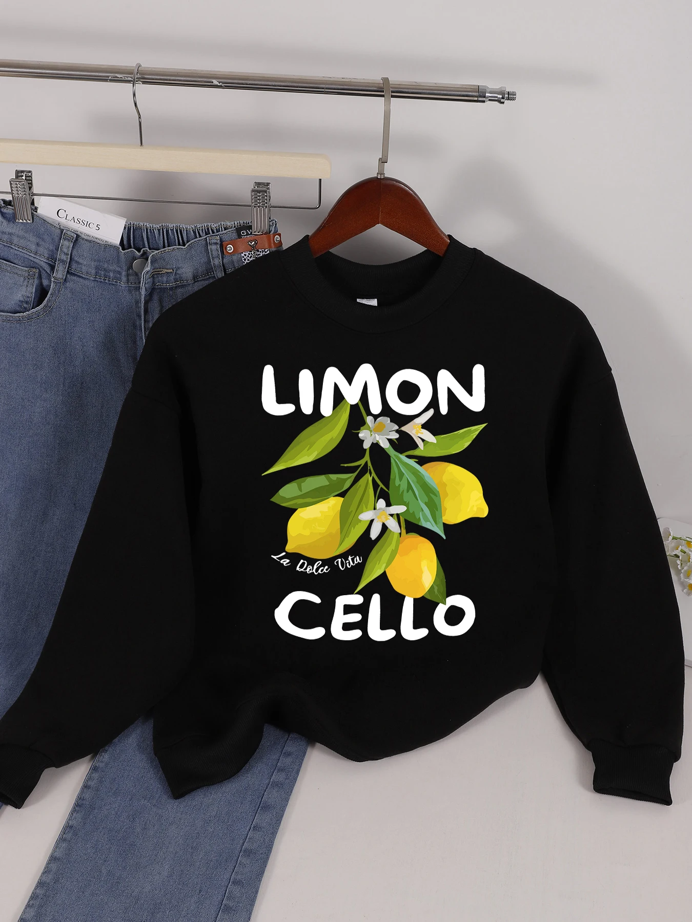 Fresco Limon Violoncello Vita Stampa Donna Sport Felpe giornaliere Street Y2K Felpa con cappuccio Autunno Inverno Pullover In pile Abbigliamento casual