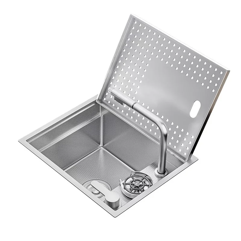 304 Stainless Steel Mini Kitchen Sinks Multifunctional Tea Bar Island Coffee Shop Hidden Sink with High Pressure Cup Washer