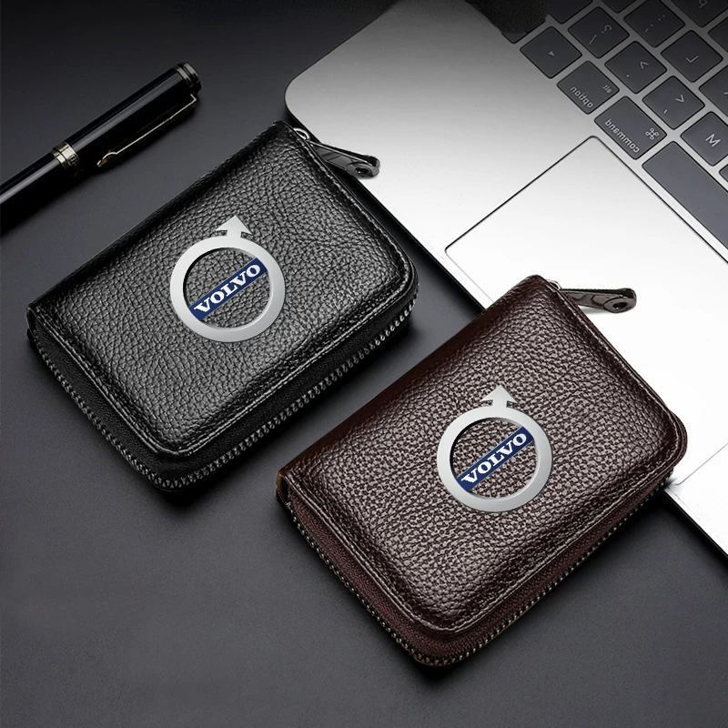 Leather Car Driver License Credit Card Holder Case Wallet Car Accessories For Volvo V50 V60 V90 XC60 XC70 XC90 S40 S60 S70 S80