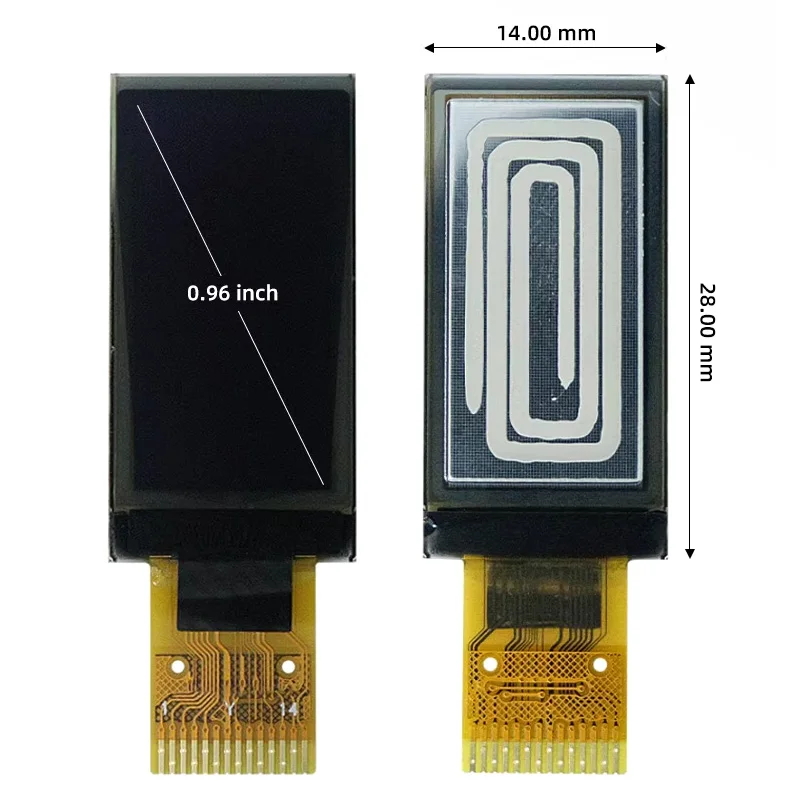 0.96 Inch OLED Display Module 64x128 SSD1312 I2C/IIC Monochrome White 14P Solder Pads Small LCD Screen Module for Arduino DIY