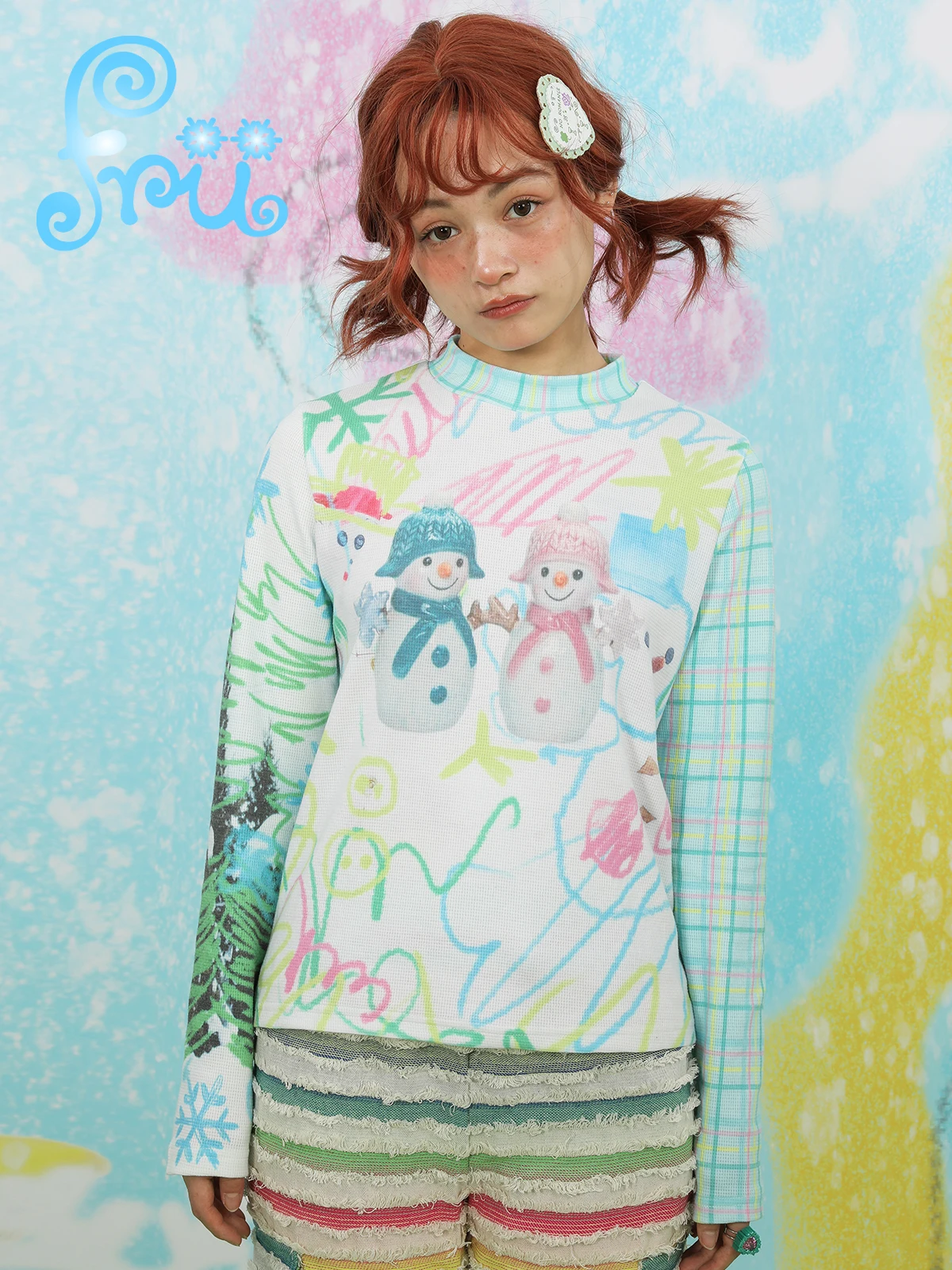 

Frufru Gulu Store Original Winter Snowman Print Loose Casual Base irt Comfortable Long Sve Cotton T-irt for Women