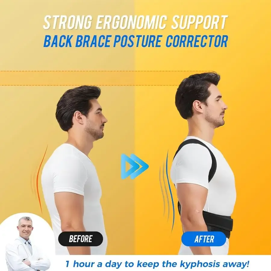 Back Brace Posture Corrector for Women & Men,Shoulder Straightener,Adjustable Full Back Support,Upper and Lower Back Pain Relief