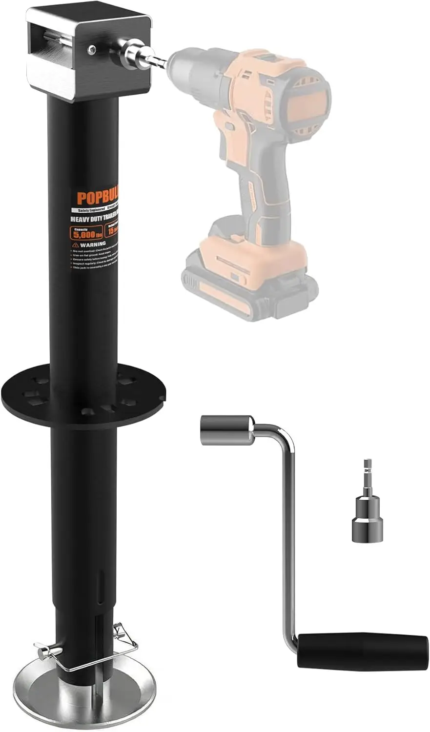 

5000lbs A-Frame Trailer Jack, 30" Lift, Cordless Drill Compatible for RV, Horse & Utility Trailers