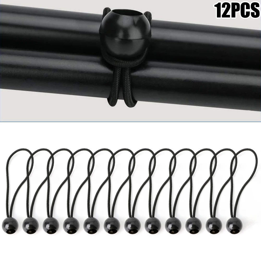 

Shock Elastic Toggle 12 PC Black Ball Bungee Cords Shock Cord Elastic Ties for Tarps Trailers and Garden Tools