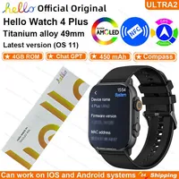 Hello Watch 4 Plus ULTRA2 (3 Plus Upgrade) Smartwatch 49mm AMOLED 4G ROM NFC Compass Clock Bluetooth Call Sports Smart Watch Men