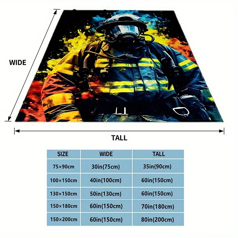 1pc Firefighter Colorful Printed Blanket Is Stylish, Soft and Warm - Perfect for Couches, Couches, Offices, Beds, Camping and Tr