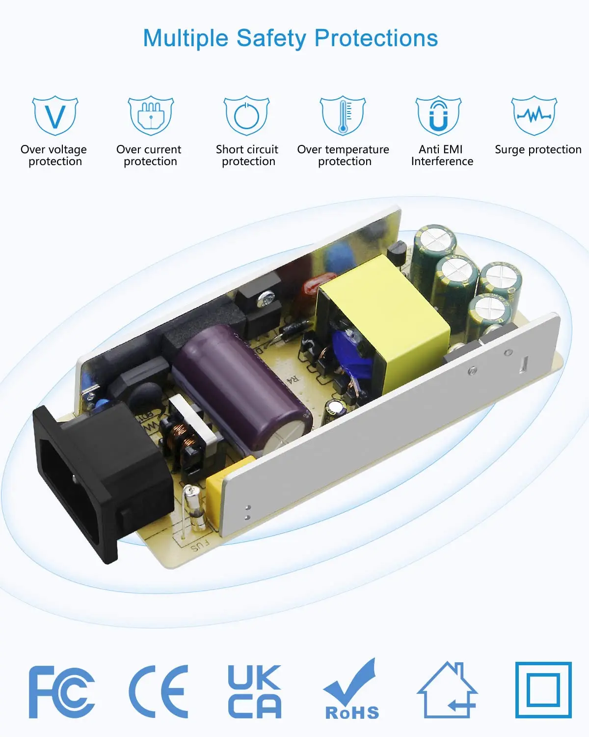 LED Power Supply Adapter 5A DC12 5V 24V Converter Transformer AC100-240V With 5.5x2.1~2.5mm Jack For LED Strip Light CCTV Camera