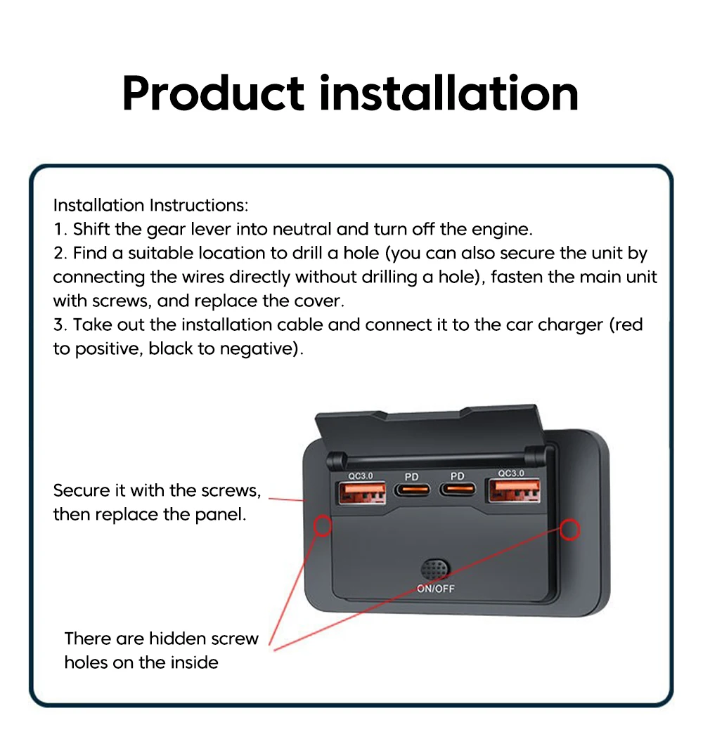 4-Port PD QC3.0 Auto-USB-Ladebuchse 12V 24V Digital-Voltmeter Schnelllade-Steckdose mit Schalter für Fahrzeug, Wohnmobil, Boot – Detail 8