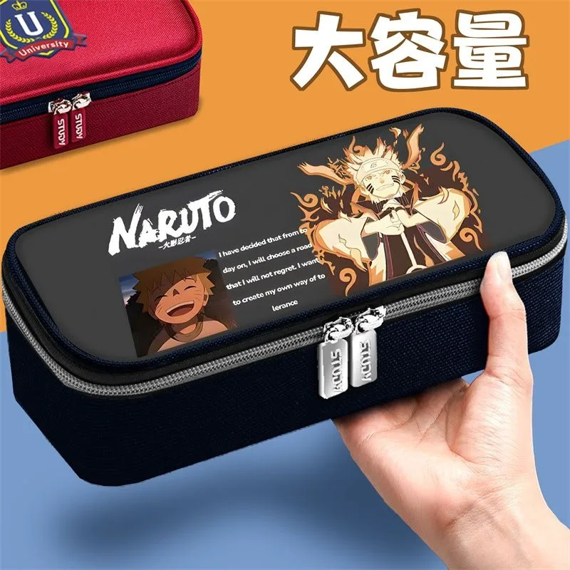 Naruto pencil case for boys Sasuke Naruto Itachi student large capacity anti-fouling cartoon fashion pencil case prize gift