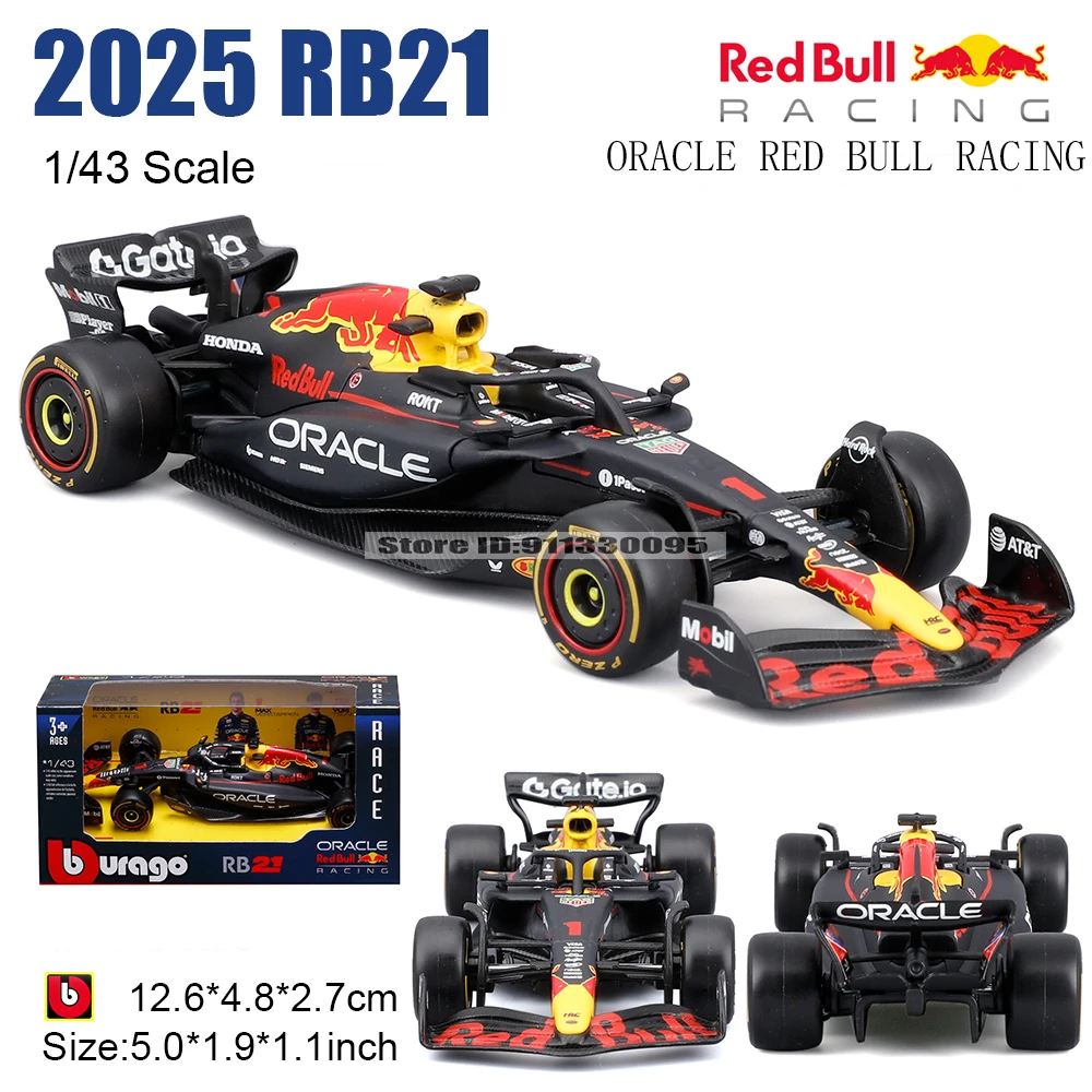Bburago 1:43 2025 F1 Red Bull RB21 # 1. Verstappen # 22 Юки Цунада Коллекционные подарки из сплава, литая модель автомобиля, игрушка