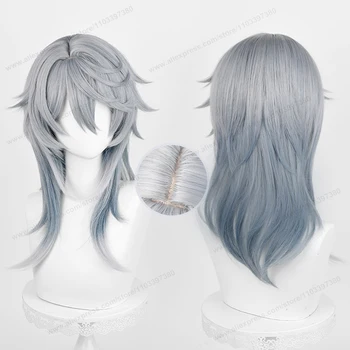 Honkai: Star Ray Sunday Cosplay Wig 52cm Gray Blue Gradient Hair Anime HSR Cosplay Heat Resistant Synthetic Wigs