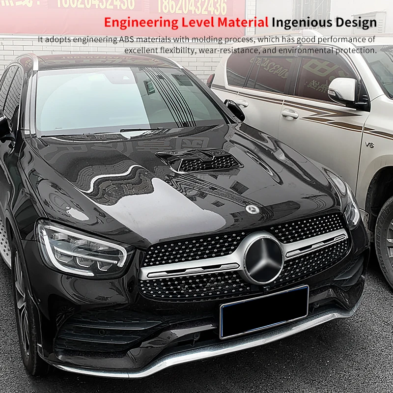 Car ABS Decoration Bonnet Hood Scoop Air Intake Inlet Flow Vent Decor Accessories For Benz GLC43 GLC260 GLC300 X253 2015-2023