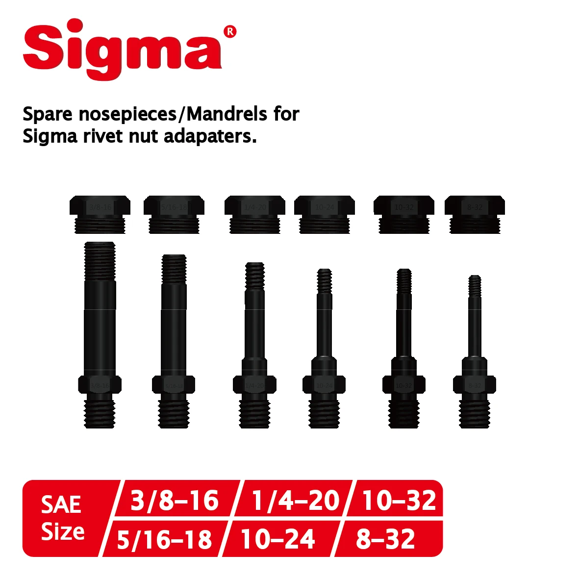 Sigma Speedsawasmandrees/nosepcsSetは、igmaワイヤーリベットナットドリルアダプターのみに適用できます